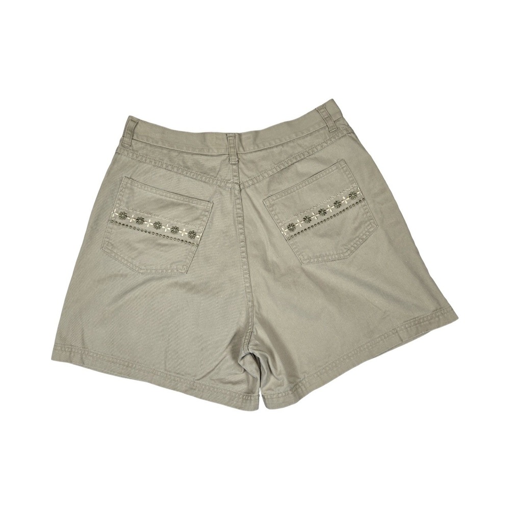 VTG 90s, y2k LA Blues Khaki Cotton Shorts Embroidered Floral High Waisted 8/10